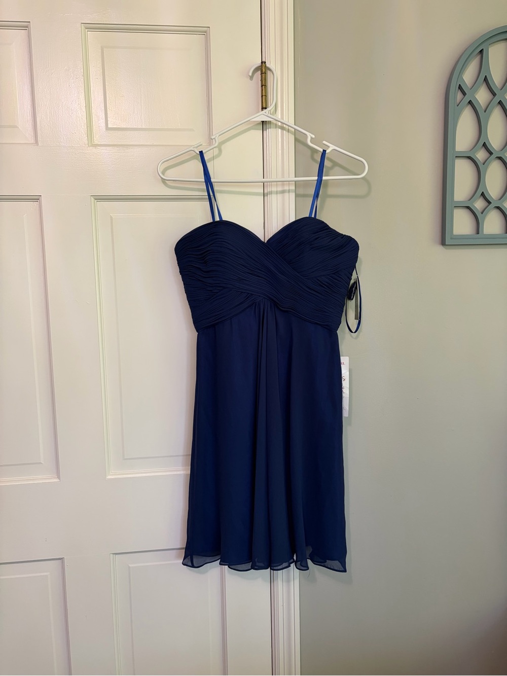 Faviana Navy Strapless Short Chiffon Dress